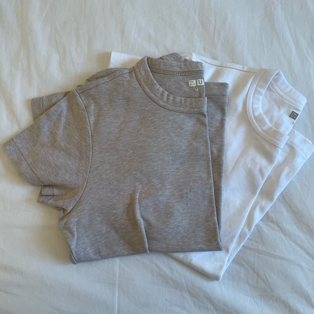 Uniqlo Brown and White T-Shirts